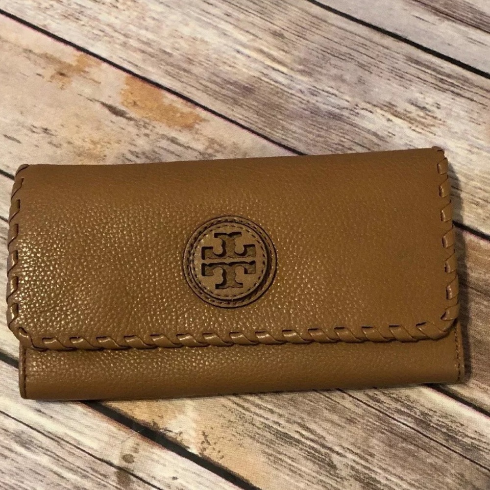 Authentic Tory Burch Marion Envelope Brown Wallet